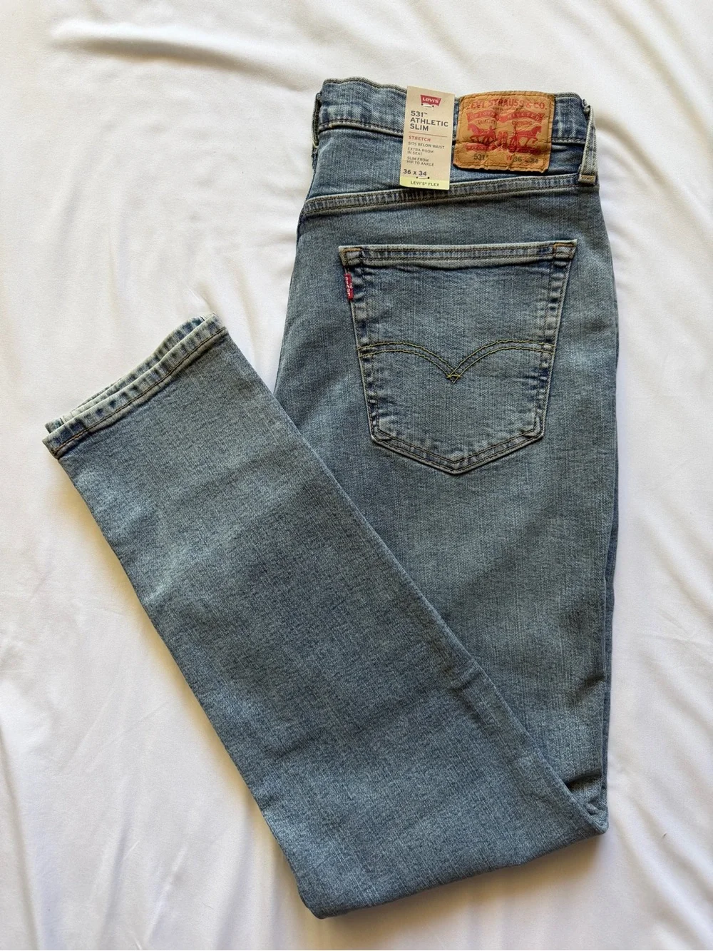Levi’s 531 FLEX NWT 36x34 Light Blue Was Athletic Slim Stretch